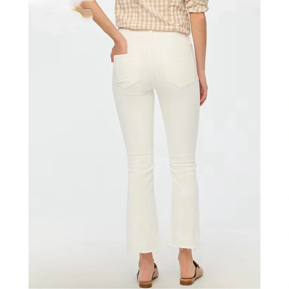 NWT J. Crew Petite Flare Crop Jean Signature Stretch White Denim